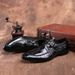 ShoeVault Crocodile Pattern Buckle Business Formal British Style Leather Men's Pointed Toe Single Shoes_vogvips.com