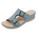 Q316-1 New 2025 Lightweight Slippers Casual Simple Wedge Metal Buckle Large Size Women's Sandals_vogvips.com