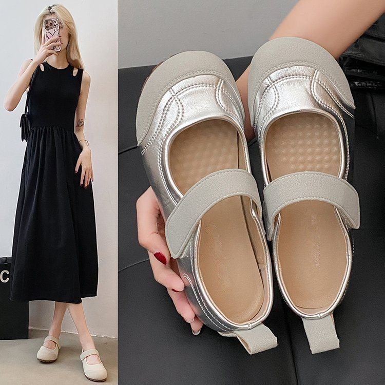 Soft Leather Mary Jane For Women, 2026 Summer New Model, Flat Soft Sole With Velcro, Comfortable, Stylish, Versatile_vogvips.com