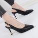 New Spring Summer Soft Leather Pointed Toe Closed Back Open Thin High Heel Work Professional Women Sandals_vogvips.com
