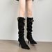 2025 Autumn Winter Korean Style New Pointed Toe Over-the-Knee Thin Heel Long Belt Buckle Suede High Boots For Women_vogvips.com