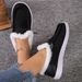New Oversized Winter Soled Snow Boots Women, With Added Fleece And Thick Fur For Warmth. Large Size Sewn Bag_vogvips.com
