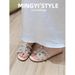 Genuine Leather ~ Pearl Shell Sandals For Women Summer Outdoor Wear New French Straw Woven Half Slippers Yu Shuxin Same Style_vogvips.com