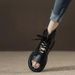 Soft High-top Peep Toe For Women Genuine Leather Breathable Martin Boots 2025 Summer New Hollow Lace-up Roman Sandals_vogvips.com