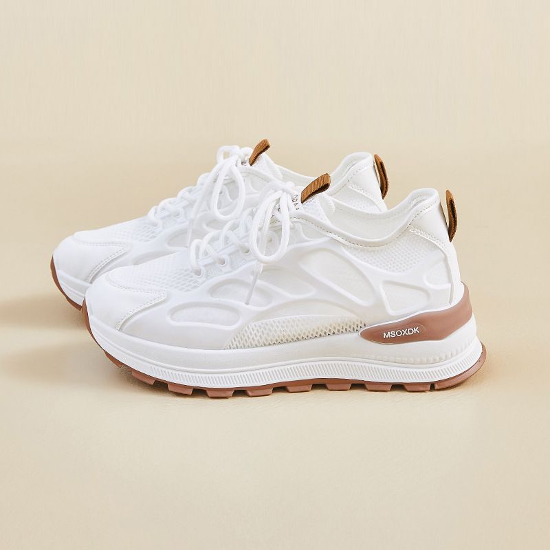 Daddy Shoes Female Student Sports And Leisure Mesh Breathable Thick-soled Heightening Shoes_vogvips.com