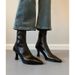 【】Korean Style Pointed Toe Stiletto High Heel Stretch Elegant Versatile Black Slim Autumn Winter Women's Boots_vogvips.com