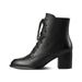 Martin Genuine Soft Leather Short Thick Mid Heel Fashion Fleece Spring Summer Cotton Shoes Women's Autumn Winter Single_vogvips.com