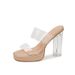 Genuine Leather One-Strap Transparent Ultra High Waterproof Platform Chunky Heel New Women's Summer Thick-Soled Sandals_vogvips.com