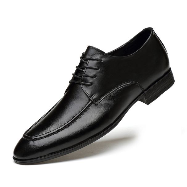 Dress Leather Shoes Men's Pointed Head Lace-up Men's Wedding Leather Shoes Men's Shoes_vogvips.com