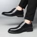 Men's Leather Perforated Breathable Summer Dress Shoes With Hidden Heel Black_vogvips.com