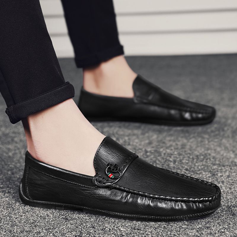 British Casual Korean Style Slip-On Loafers Summer Driving Trendy Men's Shoes Wholesale Breathable Comfortable_vogvips.com