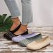 New Plus Size Women's Flying Woven Single Shoes For Women 2025 New Mesh Breathable Round Toe Flat Bottom One Foot Lazy_vogvips.com