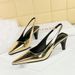 2A06 Style Minimalist High Heels, Shallow Mouth, Small Square Toe, Metallic Women's Shoes With Hollowed Out Strap And_vogvips.com