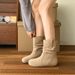 Cowhide Version~ Internal Height Increase For Women Western Autumn Winter Slip-On Round Toe Slouch Slimming Short Boots_vogvips.com