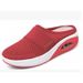 Coarse Summer New Plus Size Lazy Person With One Foot Kick, Toe Cover, Mesh Slippers, Women's Simple Slope Heel Mop_vogvips.com