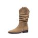 Pointed Toe Mid-Calf Women's Autumn Winter 2025 New Fashion Wasteland Style Suede Slip-On Western Cowboy Boots_vogvips.com