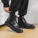 Retro Martin Boots Lace-up Locomotive Tooling Boots Thick-soled High-top Leather Shoes Black Short Boots_vogvips.com