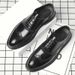 Suitable For All Seasons Business Formal Leather Men, Genuine Leather, Breathable Casual Brogue For Autumn, Korean Style British Wedding Groom_vogvips.com