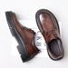 Spring Breathable Leather Thick Sole Square Toe High Heel British Style Youth Office Shoes Large Head Trendy Low Top_vogvips.com