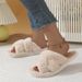 2026 Fall/Winter New Trendy High-End Plush Slippers For Women, Suitable For Outdoor And Home Use, Thick-Soled, Large Size, Cross-Strap Cotton Slippers_vogvips.com