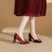 Women's Shoes Wedding Party Pointed High Heels Women's Thick Heels Red Chinese Fashion Shoes All Match Bridal Wedding Shoes Single Shoes_vogvips.com