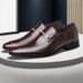 Crocodile Pattern Large Size New Business Formal Men's Leather Youth Versatile British Style Slip-On Casual Shoes_vogvips.com