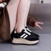 Women's Chunky White Sneakers - Breathable Platform Casual Shoes With EVA Insole For Spring Summer Fall (Black, Beige Red, Beige Black)_vogvips.com