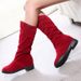 Autumn Winter Short Long Heel Hidden Wedge Flat Sole Suede Mid-Calf Women's Boots_vogvips.com