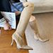 F868-1 Over-the-Knee For Women 2025 Autumn Winter New Suede Pointed Toe Stiletto High Heel Ruched Slouch Women's Boots_vogvips.com