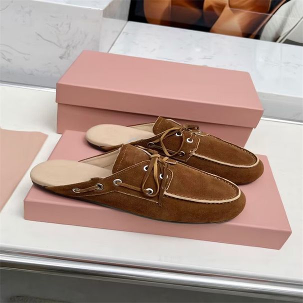 Genuine Leather Bowknot Toe For Women Summer Outdoor Flat Mules Casual Half Slippers Trendy_vogvips.com