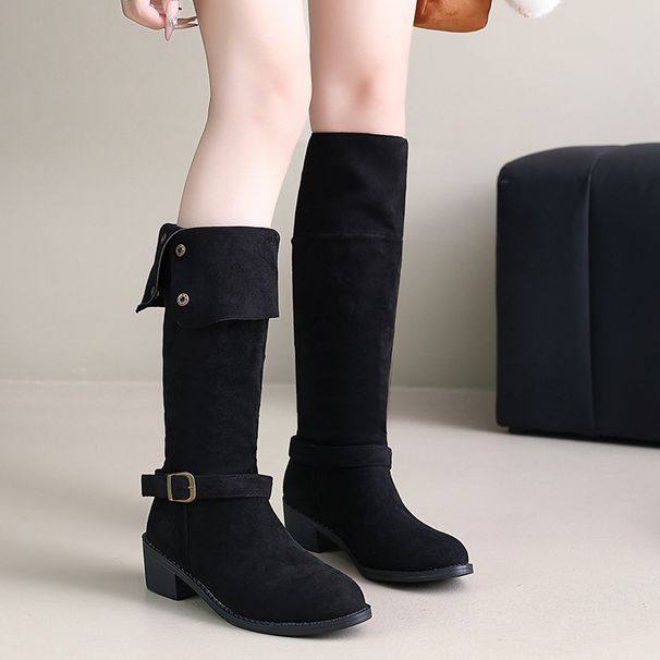 Pointd To Ovr-th-Kn For Womn 2025 Nw Autumn Wintr Wstrn Cowboy Slouchy Long Chunky Hl Riding Boots Plus_vogvips.com