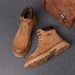 Men's Retro British Style High-Top Martin Boots With Fleece Lining, Slip-Resistant & Lightweight For Casual Wear_vogvips.com