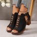 New Chunky Heel Open-toe Roman Sandals With Cutout Detail And Buckle Straps - Plus Size Available_vogvips.com