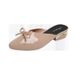 Summer Bowknot Wedge Heel Mules, Closed-toe Half-slippers For Women, French-style Elegant Shallow Pointed-toe Outdoor_vogvips.com