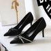 High Heels Thin Heel Shallow Mouth Pointed Rhinestone Bow High Heel Single Shoes Women's Shoes_vogvips.com