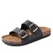Shoes 2025 Summer New Double-Breasted Cork Slippers Unisex Outdoor Leather One-Word Sandals_vogvips.com