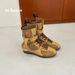 Retro Women's Martin Boots Spring 2025 Brown Suede round Toe Lace-Up Ankle Wedge Sports Boxing Boots_vogvips.com