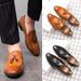 Euro Step Autumn New Casual Leather For Men, British Style Slip-On Brogue Carved Trendy Shoes, Korean Version With Internal Height_vogvips.com