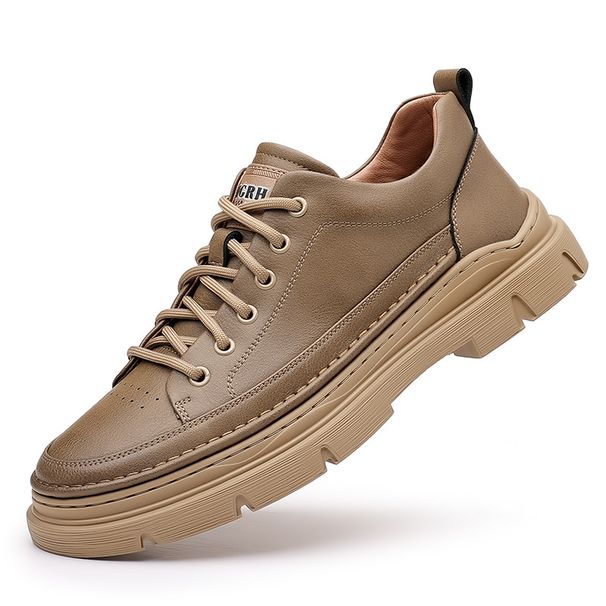 Spring Board Trend Versatile Leather Men's Breathable Sports Thick Soled Casual Shoes_vogvips.com