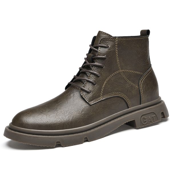 Height Increasing Martin Boots Men's High Top Tooling Boots Men's Leather Boots Trendy Black Boots_vogvips.com