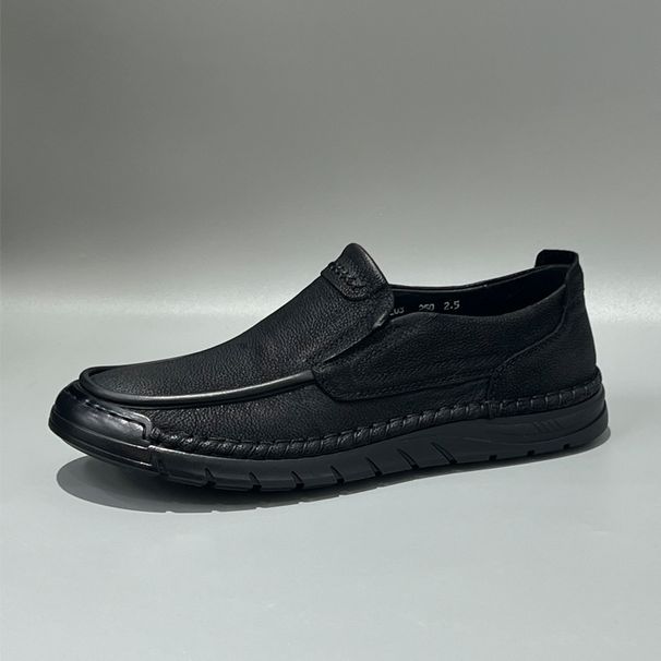 Casual 2024 New Summer Lightweight Soft Sole Men's Slip-On Genuine Leather Shoes For Middle-Aged Dads_vogvips.com