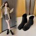 2024 Autumn Winter New Small Square Toe Chunky Slimming Elegant Suede Short For Women French Style Versatile High Heel_vogvips.com