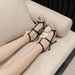 Women's Shoes New Roman Strap Colorblock Flower Stiletto Sexy Fashion Sandals_vogvips.com