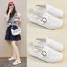 Little White Shoes Female Student Lazy One Pedal Half Tray Casual Shoes Street Shooting Shoes_vogvips.com