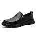 Summer Business Casual Work Hollow Breathable Perforated Soft Genuine Leather All Black Pure Cowhide Men's Shoes_vogvips.com