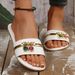 SHLIANG Women's Shoes New Fashion Slippers With Cherry Buckle Versatile Solid Color Metal Decoration Round-Toe Flat Sandals V0186_vogvips.com