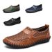 45 46 Mesh Cowhide Crocodile Pattern Stitching Men's Casual Shoes Breathable Large Size_vogvips.com
