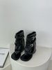 2119-3~ Chunky Heel French Style Toe Clip Sandals For Women 2024 Summer New Western Jeans Tube Short Boots_vogvips.com