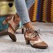Front Lace-Up Round Toe Martin Leather Short Women's Ethnic Fashion Foreign Trade Printed High Heel Bare Boots Women_vogvips.com