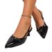 2025 Spring/Summer New Pointed Toe Stiletto Fashion Women's Patent Leather Slimming Mid Heel Backless Single Shoes High_vogvips.com